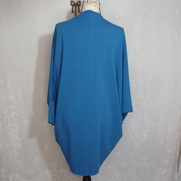 Wonderlush Blue Open Front Dolan Sleeve Knit Cardigan M/L - Picture 4 of 6
